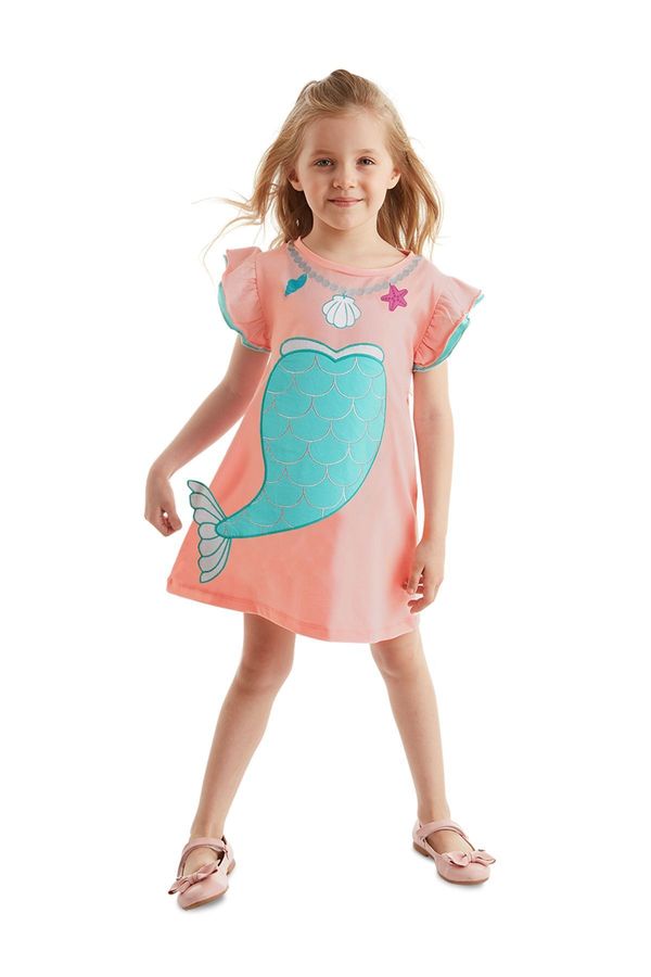 Denokids Denokids Mermaid Pink Girl's Summer Frilly Combed Cotton Dress