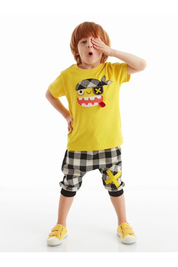 Denokids Denokids Pirate Plaid Boy's T-shirt Capri Shorts Set