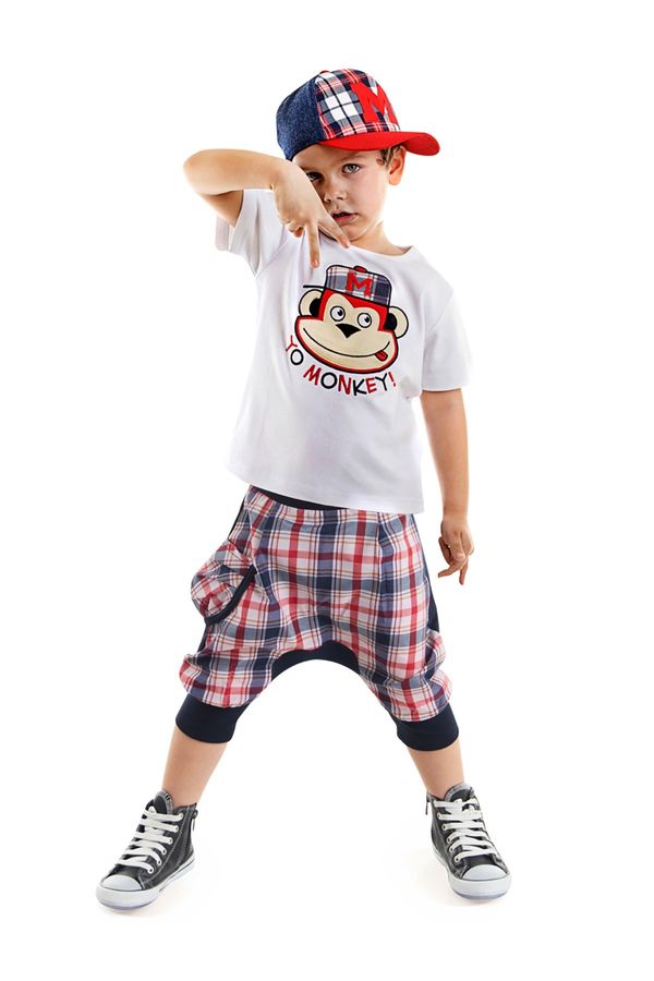 Denokids Denokids Plaid Hiphop Boy T-shirt Capri Shorts Set