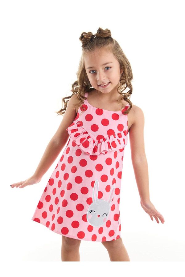 Denokids Denokids Polka Dot Rabbit Girl's Strappy Pink Summer Dress