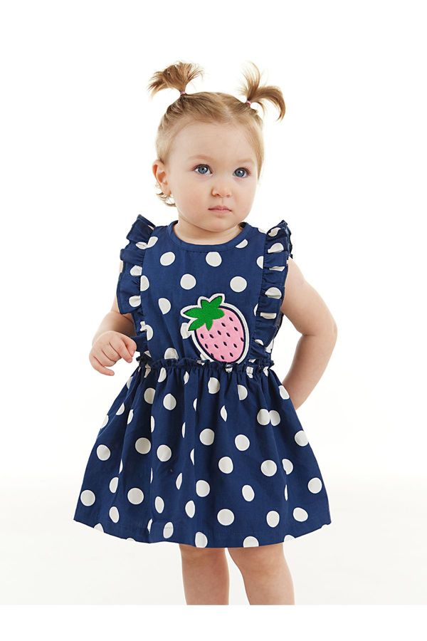 Denokids Denokids Polka Dot Strawberry Baby Girl Poplin Summer Ruffle Dress