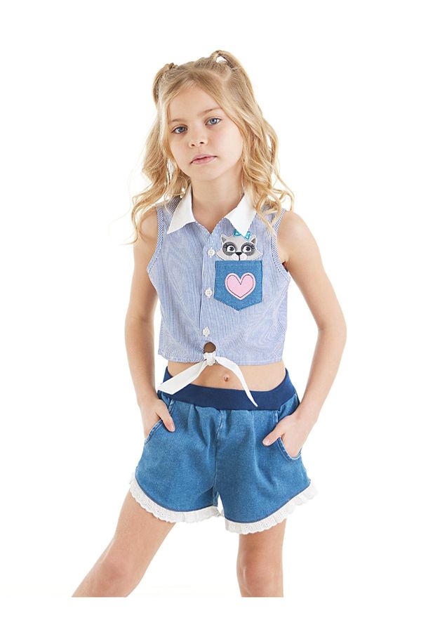 Denokids Denokids Raccoon Girl Shirt Denim Shorts Set