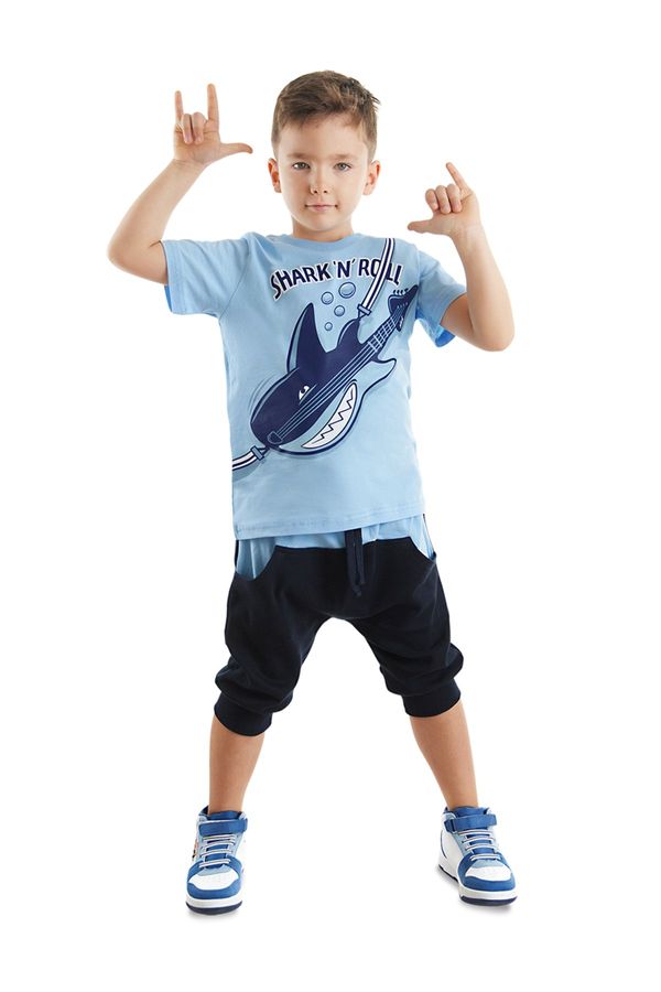 Denokids Denokids Shark'n Roll Boys T-shirt Capri Shorts Set