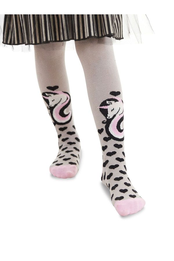 Denokids Denokids Unicorn Gray Pink Girls' Pantyhose