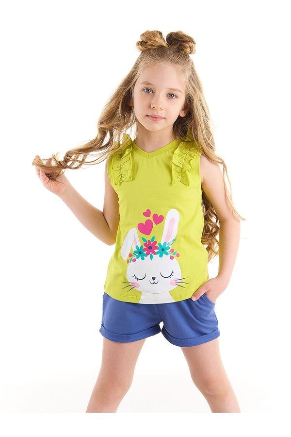 Denokids Denokids With a Rabbit Heart, Combed Combed Cotton Girls T-shirt and Short Set