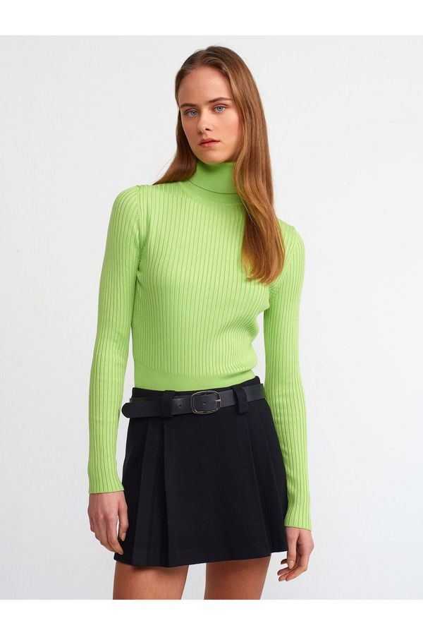 Dilvin Dilvin 1297 Turtleneck Ribbed Basic Sweater-apple Y.