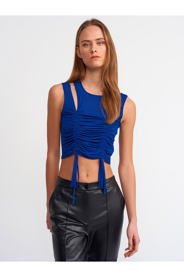 Dilvin Dilvin 20216 Gathered Tulle Top-saks