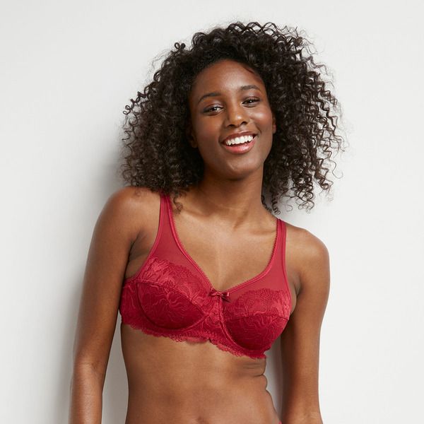 DIM DIM GENEROUS ESSENTIEL UNDERWIRE BRA - Women's lace bra - dark red