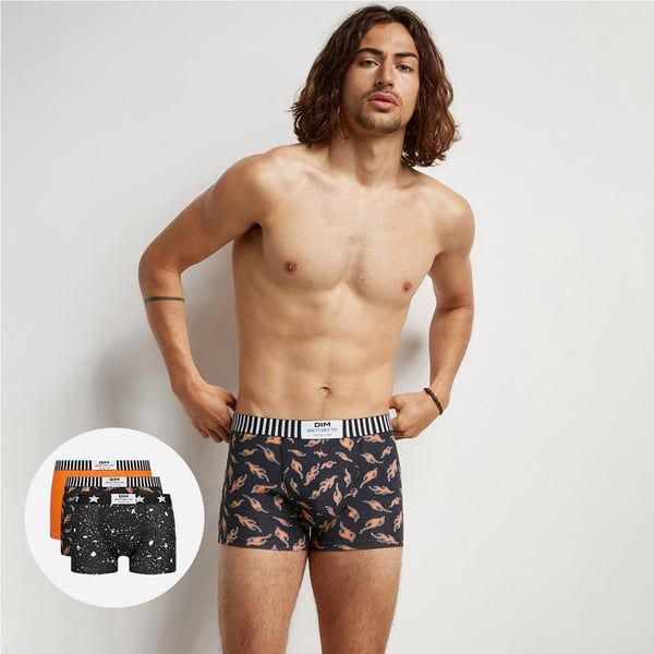 DIM DIM VIBES BOXER 3x - Men's fashion boxer briefs 3 pcs - black - orange - white