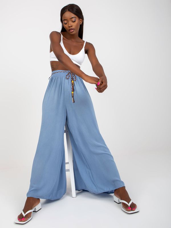 Fashionhunters Dirty blue airy trousers made of Surie OH BELLA fabric
