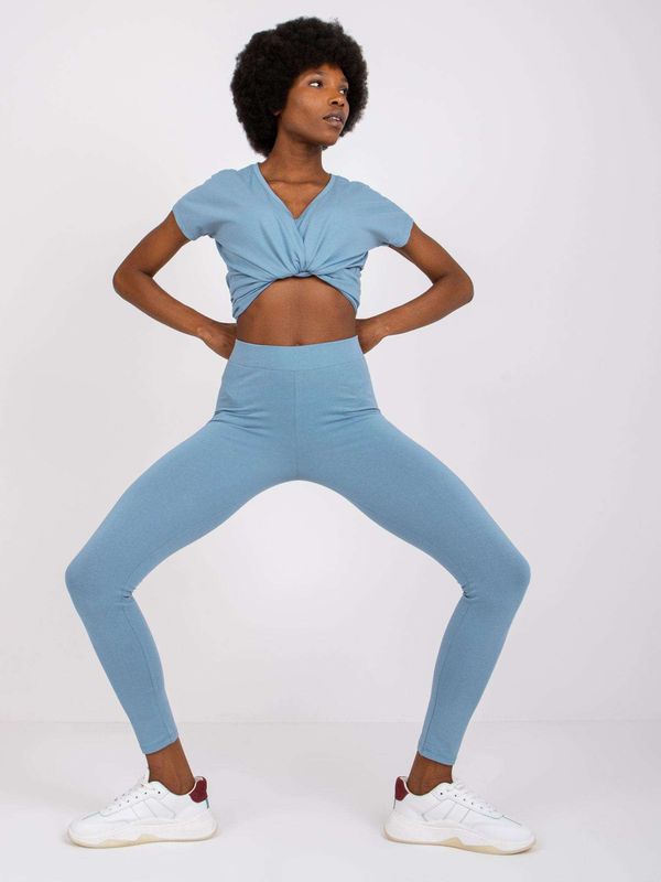 Fashionhunters Dirty blue high-waisted leggings by Brigitte