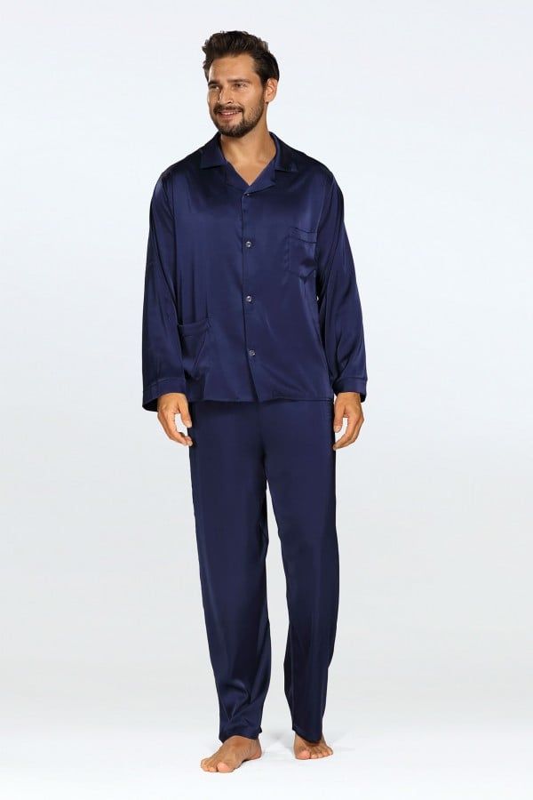 DKaren DKaren Man's Pyjamas Lukas Navy Blue