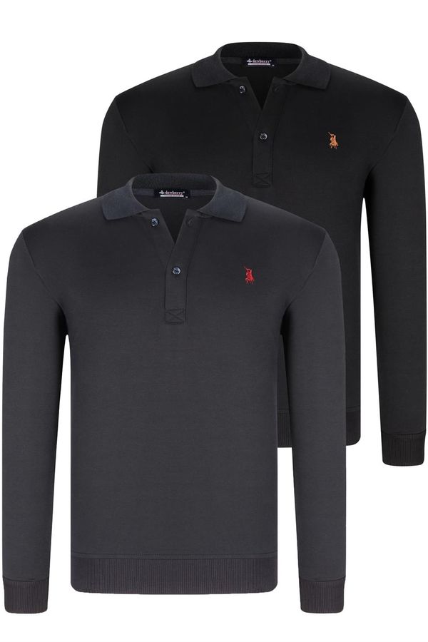 dewberry DOUBLE SET V4007 DEWBERRY MEN'S SWEATSHIRT-BLACK-NAVY BLUE