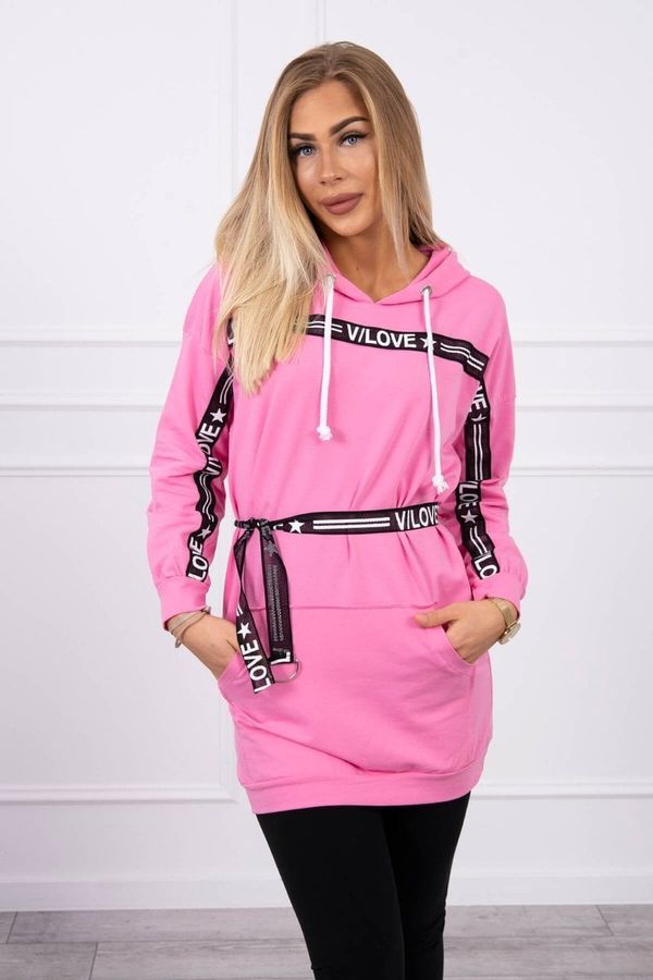 Kesi Dress decorated with tape with inscriptions light pink