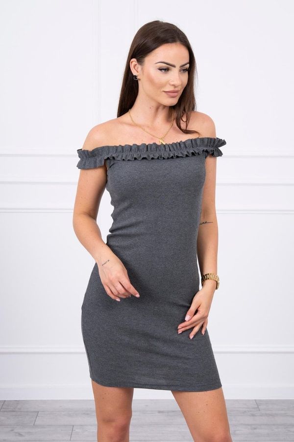 Kesi Dress on the shoulders with ruffles made of graphite