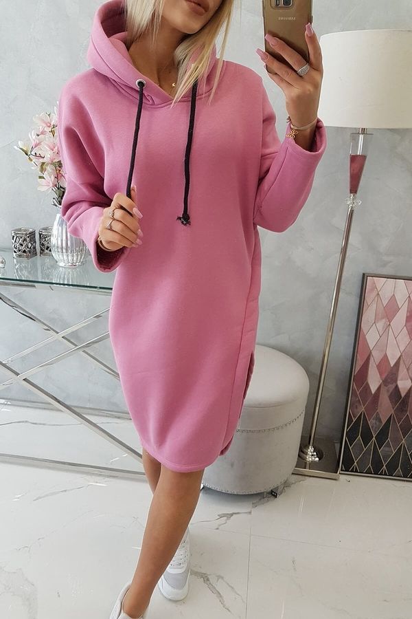 Kesi Dress with a hood and a slit on the side pink