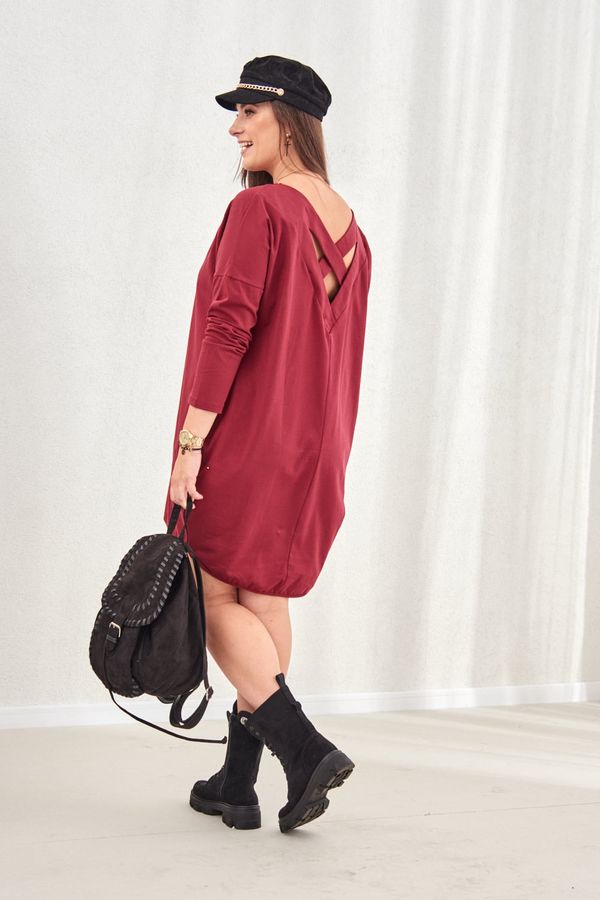 FASARDI Dress with cross on the back Plus Size burgundy