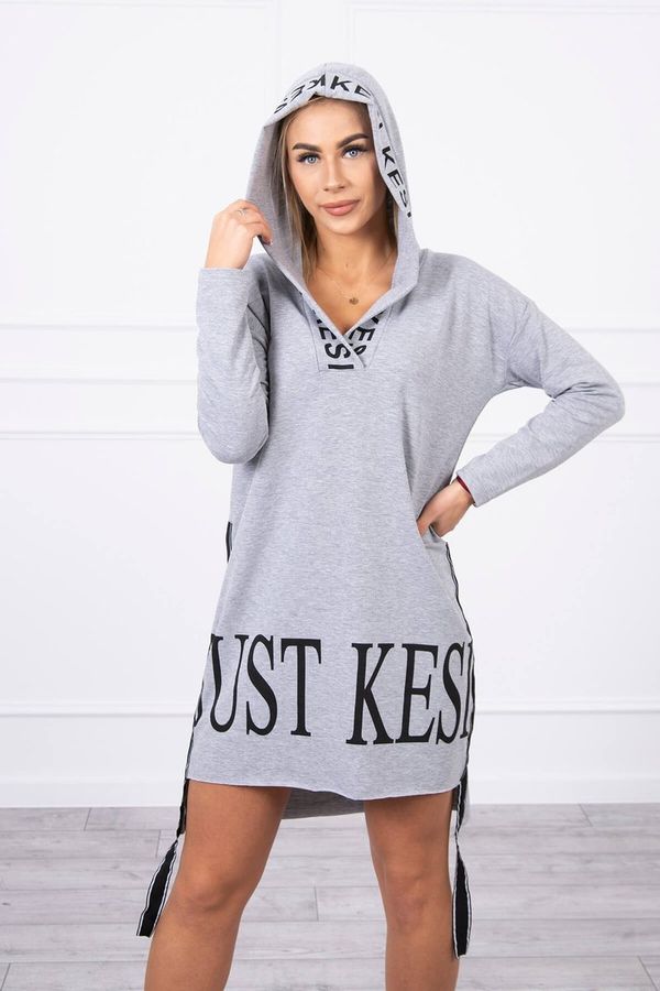 Kesi Dress with hood and gray print