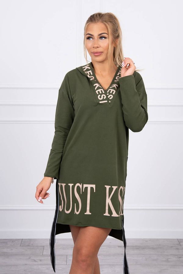 Kesi Dress with hood and khaki print