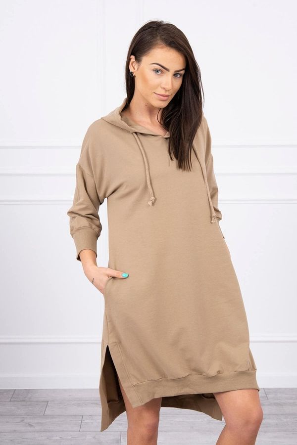 Kesi Dress with hood and longer back camel