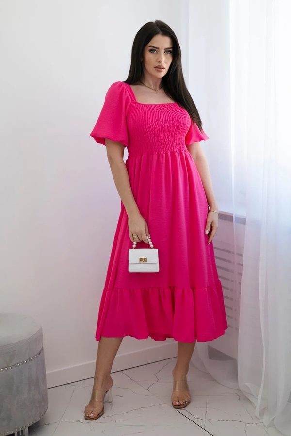 Kesi Dress with pleated neckline pink