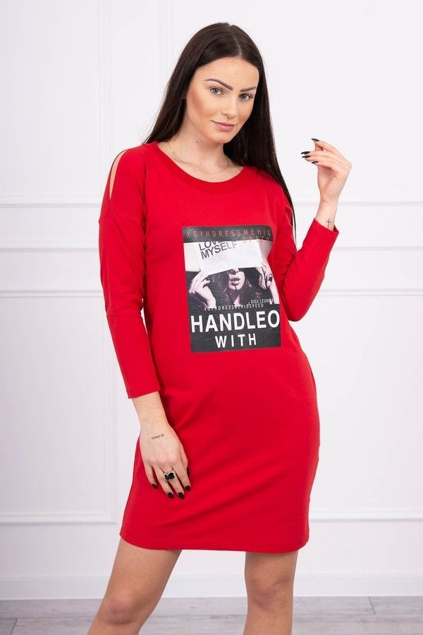Kesi Dress with print Handle with red