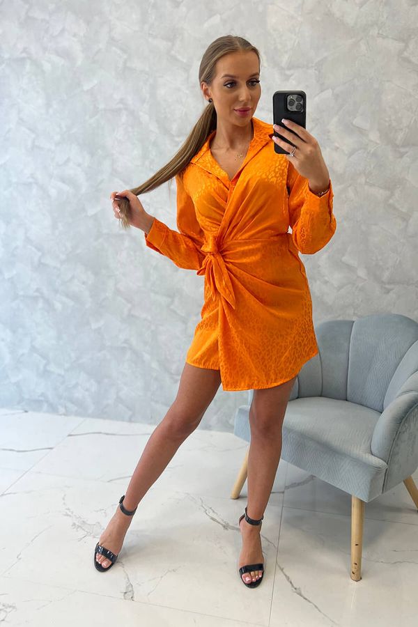 Kesi Dress with tie at the waist orange