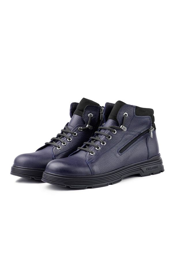 Ducavelli Ducavelli Ankle Genuine Leather Lace-up Rubber Sole Men's Boots, Zippered Boots.