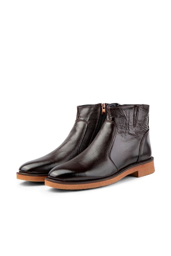 Ducavelli Ducavelli Bristol Genuine Leather Non-Slip Sole With Zipper Chelsea Daily Boots Brown.