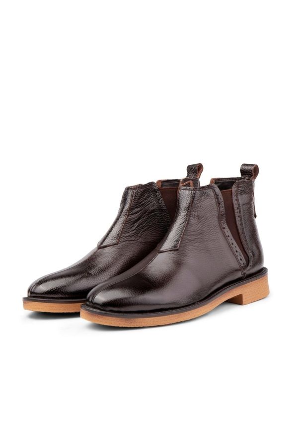 Ducavelli Ducavelli Leeds Genuine Leather Non-Slip Sole Chelsea Daily Boots Brown