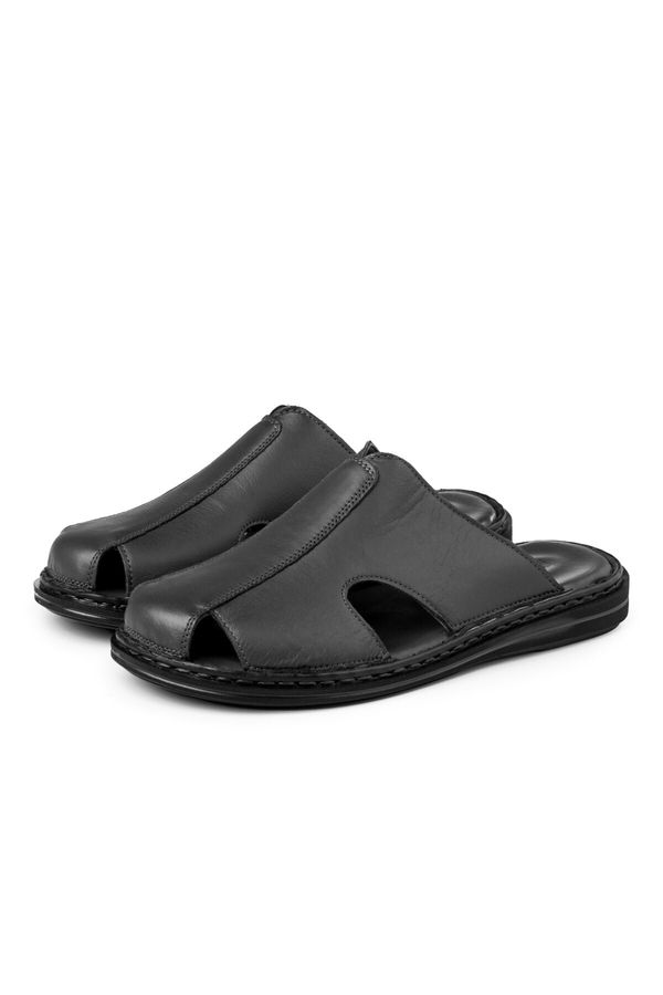 Ducavelli Ducavelli Stan Genuine Leather Men's Slippers, Genuine Leather Slippers, Orthopedic Sole Slippers, Light Leather Slippers