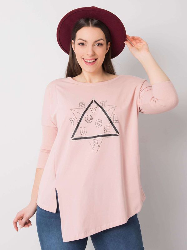 Fashionhunters Dusty pink asymmetrical blouse of larger size