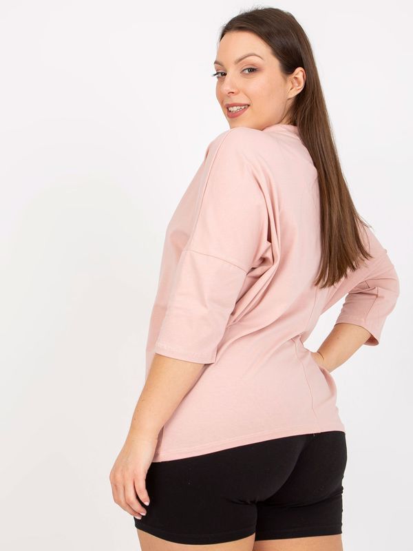 Fashionhunters Dusty pink blouse plus size with 3/4 sleeves