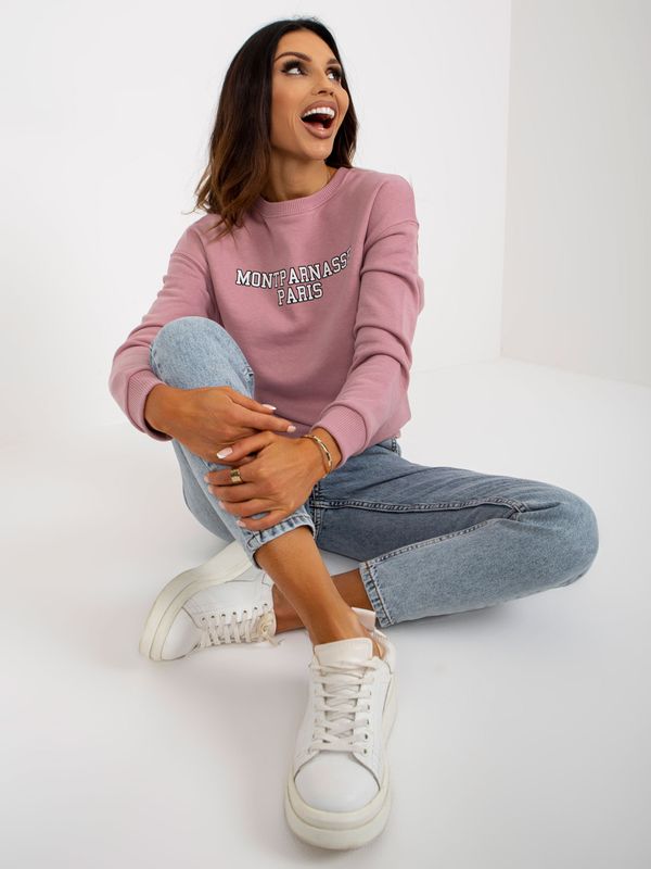 Fashionhunters Dusty pink hoodie with print