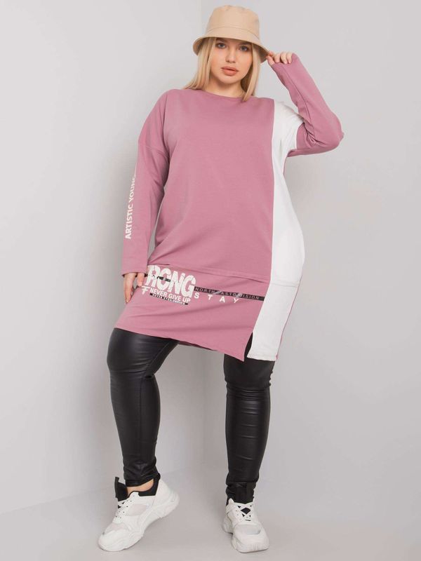 Fashionhunters Dusty pink plus size tunic with long sleeves