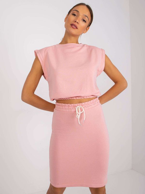 Fashionhunters Dusty pink two-piece sweatshirt with Ursula skirt