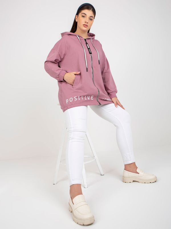 Fashionhunters Dusty pink zipper sweatshirt plus sizes