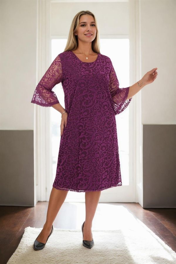 dewberry E2654 Dewberry Spanish Sleeve Plus Size Evening Dress-MOR