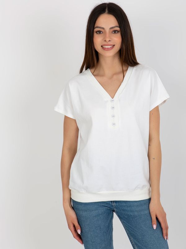 Fashionhunters Ecru basic cotton blouse