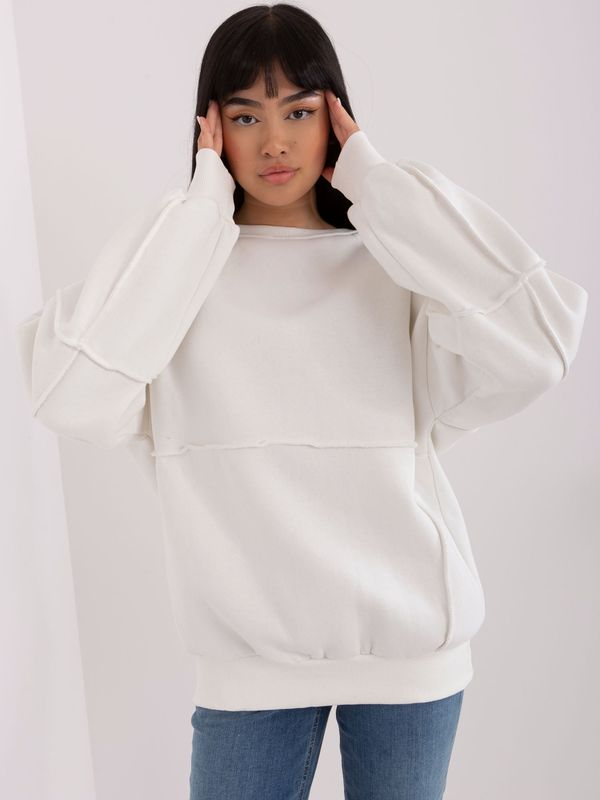 Fashionhunters Ecru hoodie with round neckline