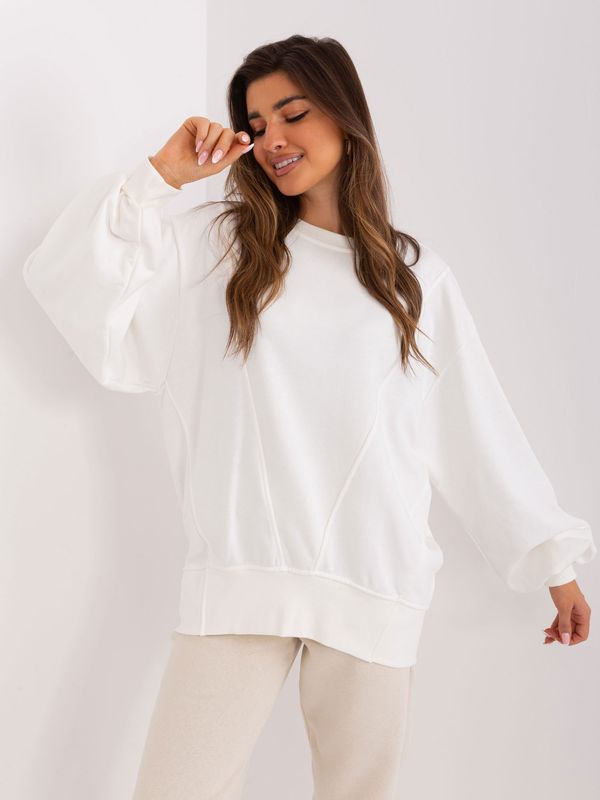 Fashionhunters Ecru, plain oversized cotton sweatshirt