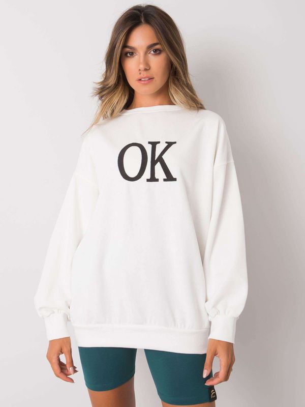 Fashionhunters Ecru sweatshirt with inscription