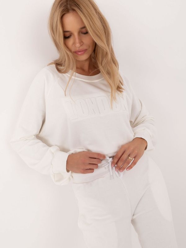 Fashionhunters Ecru Two Piece Cotton Tracksuit