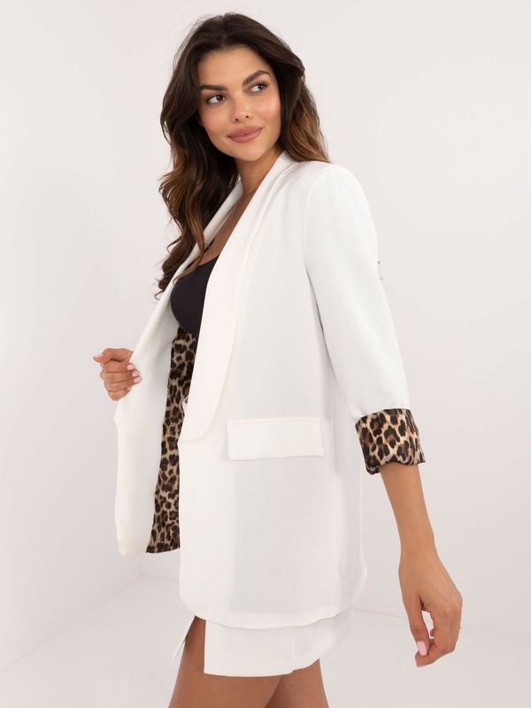 Fashionhunters Ecru women's blazer