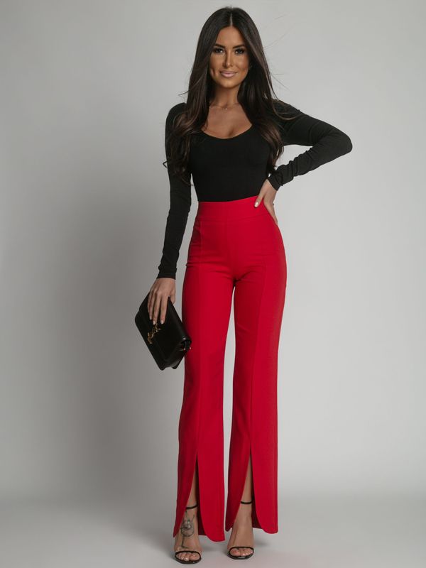 FASARDI Elegant red trousers with slit
