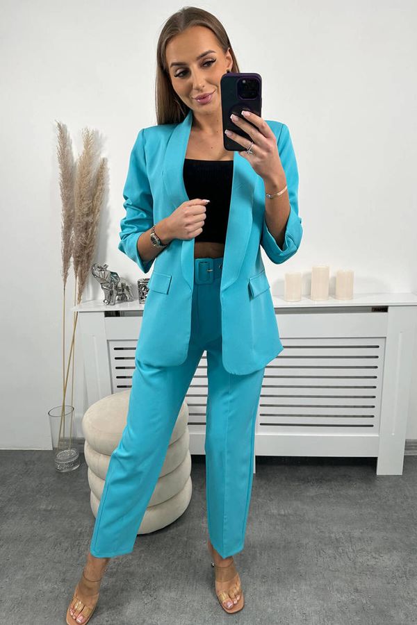 Kesi Elegant turquoise jacket and trouser set
