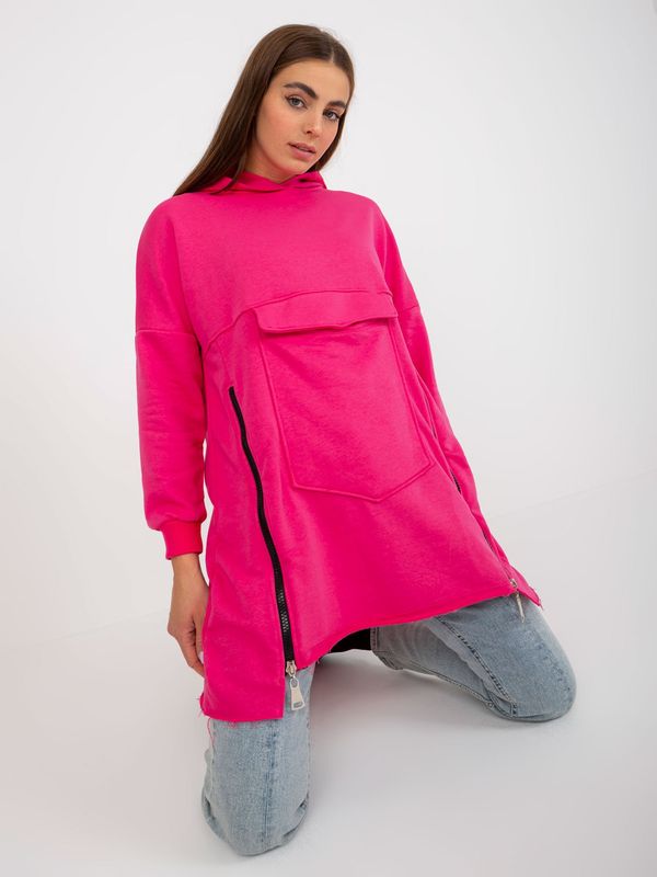 Fashionhunters Fluo Pink Cotton Base Hoodie