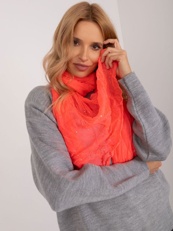 Fashionhunters Fluo pink women's scarf with appliqués