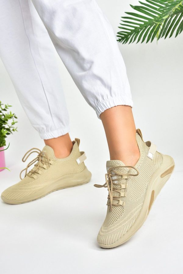 Fox Shoes Fox Shoes Beige Knitwear Fabric Women's Sports Shoes