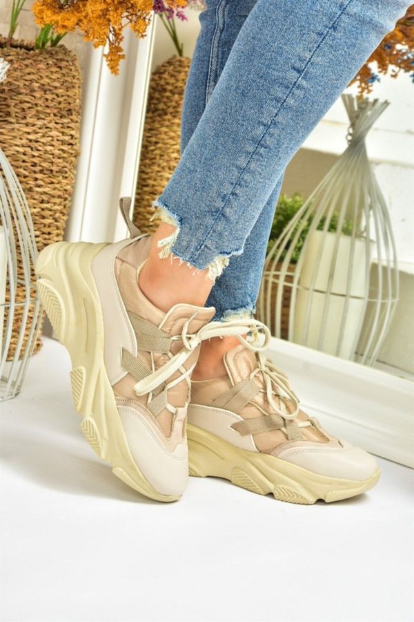 Fox Shoes Fox Shoes Beige Thick Soled Women's Sneakers Sports Shoes